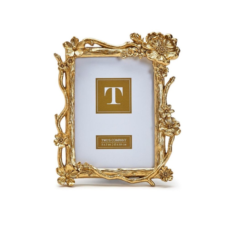 Two’s Company Gold Floral Spray 5X7 Photo Frame