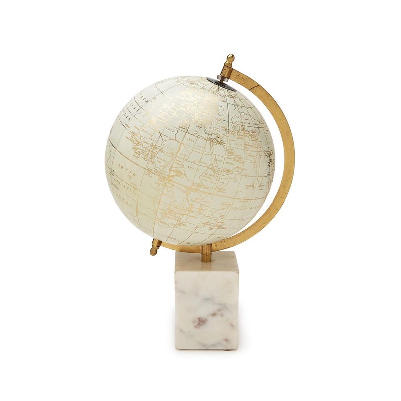 Two’s Company Hermitage Golden White Globe on Genuine Marble Base