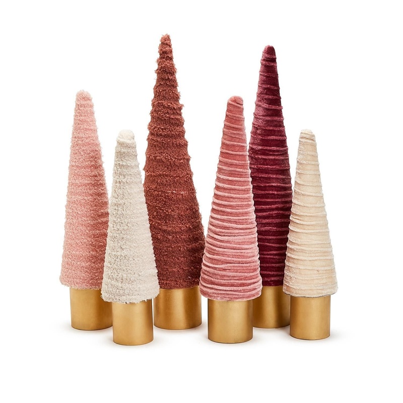 Two’s Company Holiday Pastels Asst of 6 Trees w/ Wooden Base in 3 Colors/Sizes
