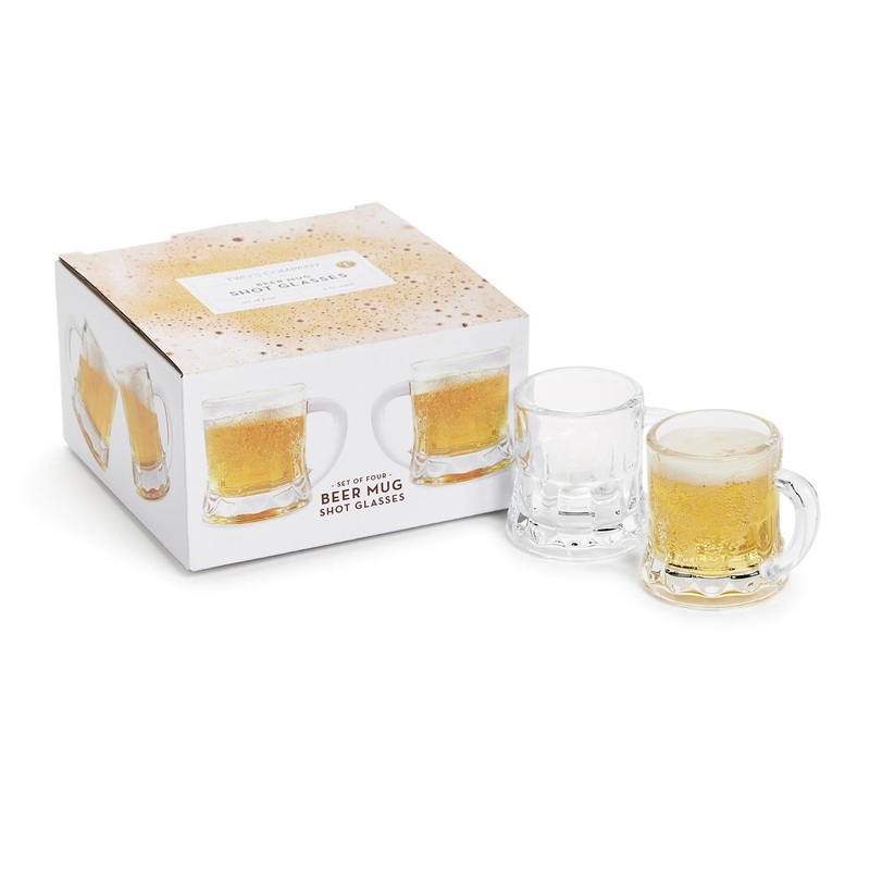 Two’s Company Mug Shots Set Of 4 Shot Glasses In Gift Box (2 Oz., Dishwasher Safe) – Glass