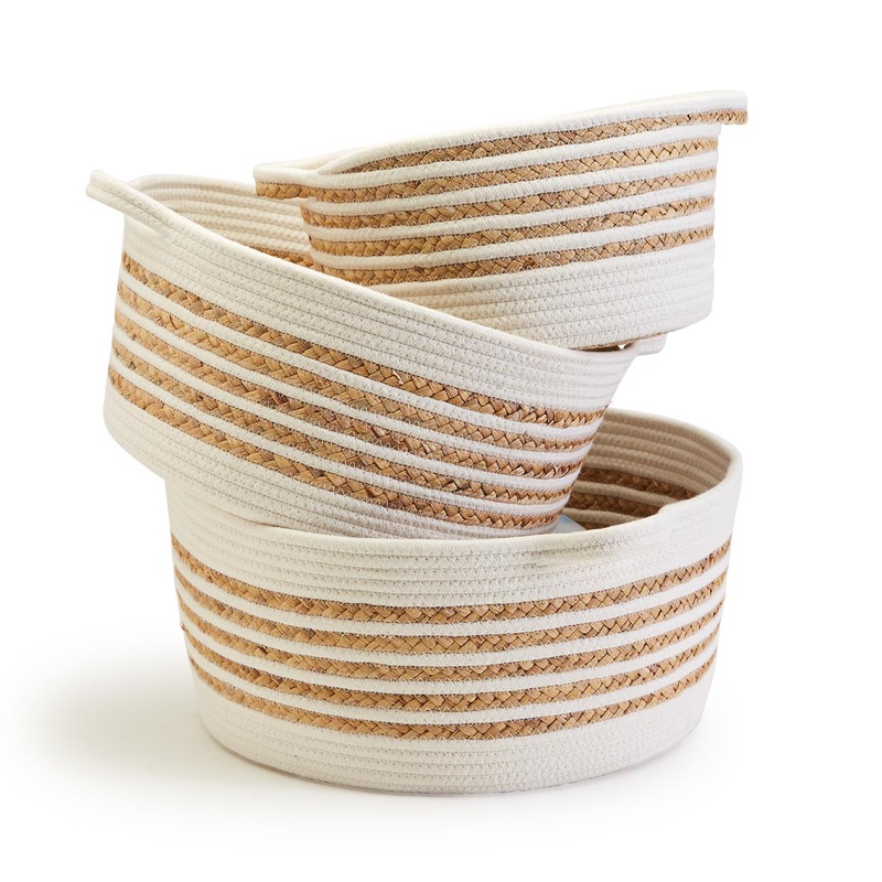 Two’s Company Set of 3 Spiral Cotton Rope Baskets