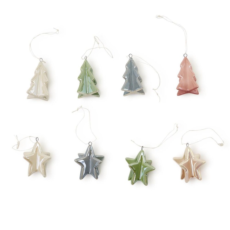 Two’s Company Trees and Stars 64-Pieces Ornament / Place Card Holder In 2 Designs with 4 Colors