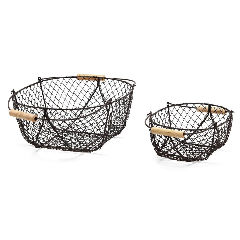Set of 6 French Wireworks Potager Basket w/ Collapsible Handles Includes 2 Sizes