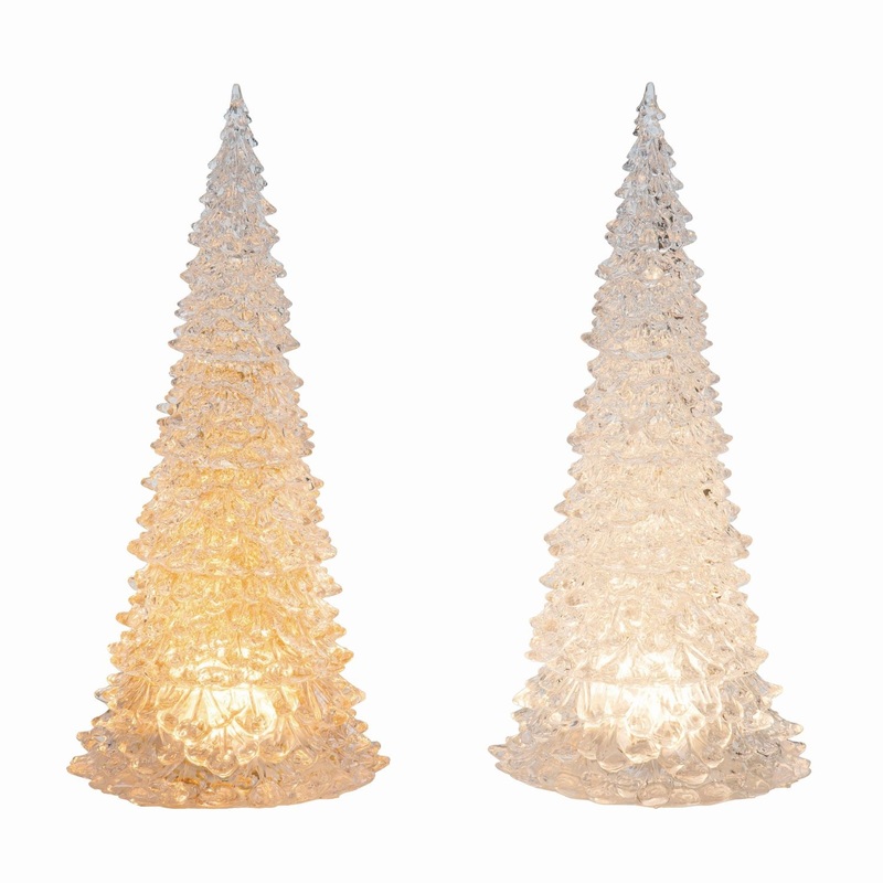 Transpac Acrylic Light Up Flat Base Tree, Set Of 2, Assortment