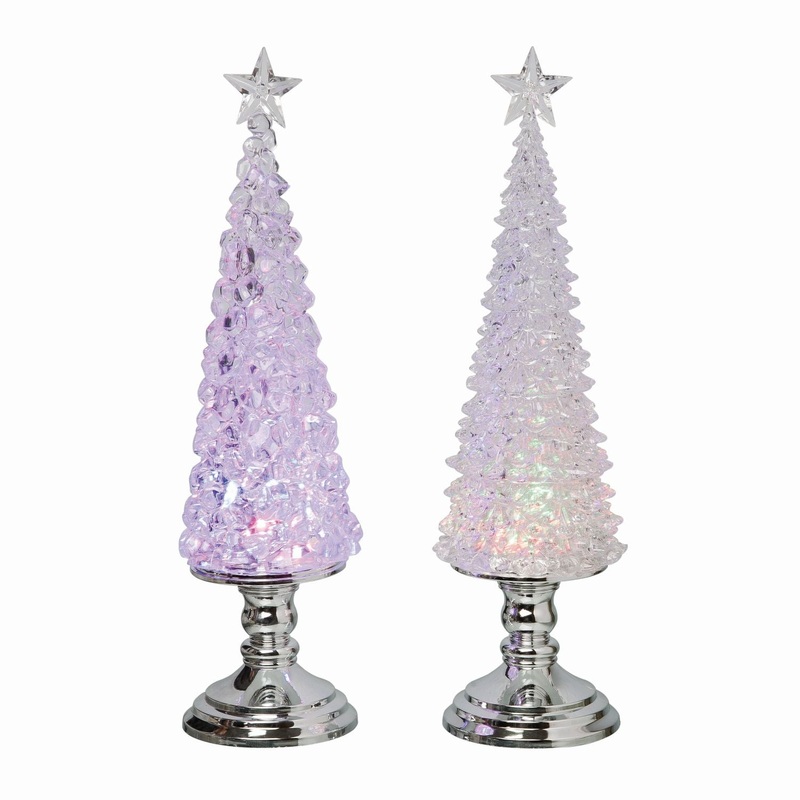 Transpac Acrylic Light Up Tree On Pedestal, Set Of 2, Assortment