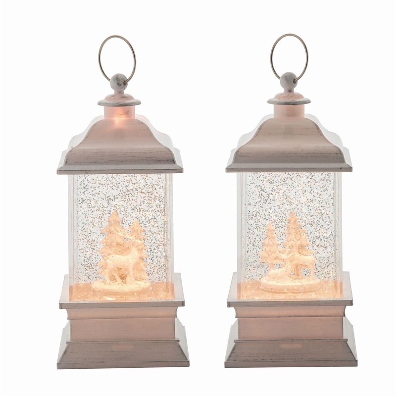 Transpac Acrylic Light Up Water Globe Lantern, Set Of 2, Assortment