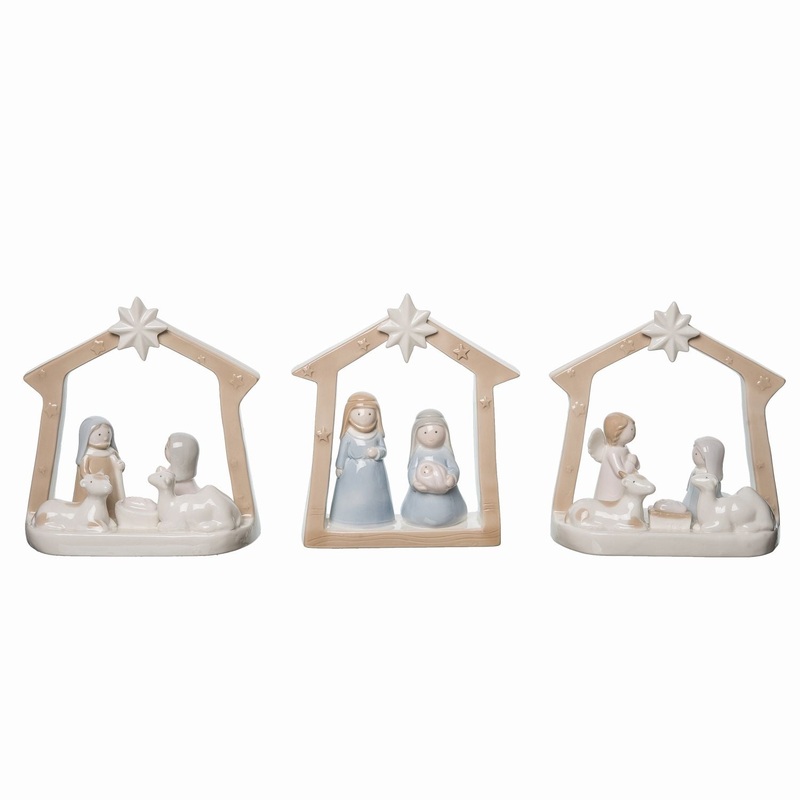 Transpac Ceramic Nativity Decor, Set Of 3, Assortment