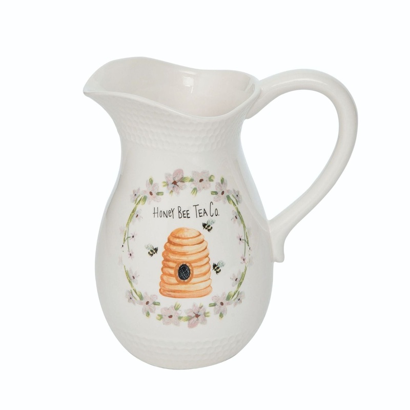 Transpac Dolomite Honey Bee Tea Co. Pitcher+C2811
