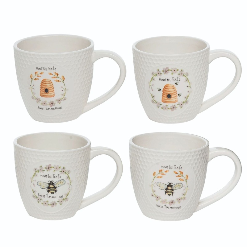 Transpac Dolomite Honeycomb Mug, Set Of 4, Assortment