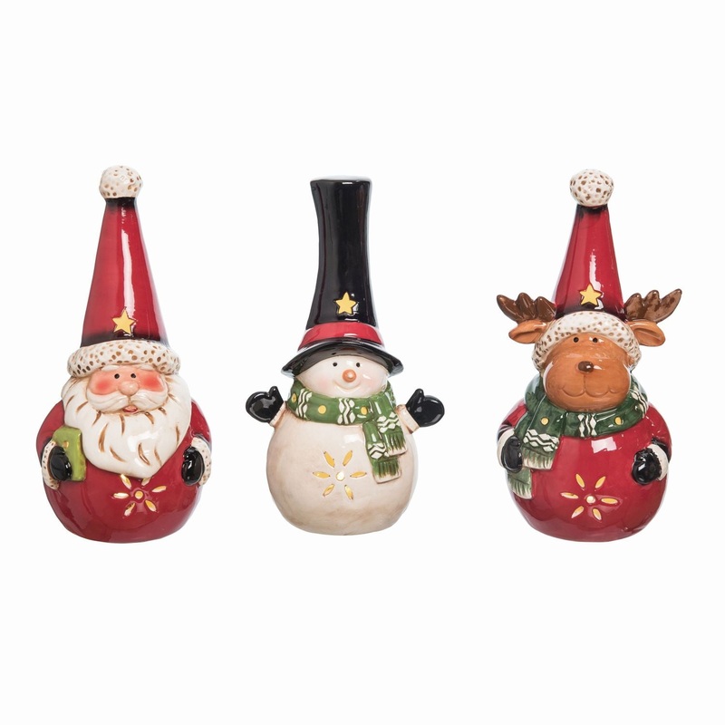 Transpac Dolomite Light Up Tall Hat Figurine, Set Of 3, Assortment