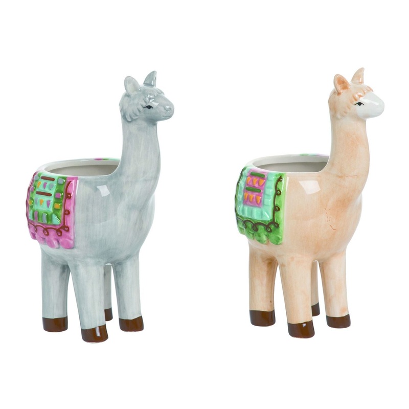 Transpac Dolomite Llama Love Planter, Set Of 2, Assortment