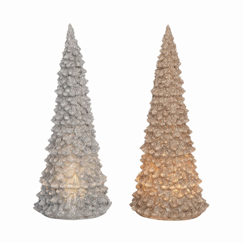 Transpac Extra Large Acrylic Light Up Christmas Tree, Set Of 2, Assortment