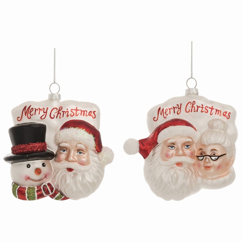 Transpac Glass Santa & Friends Ornament, Set Of 2, Assortment