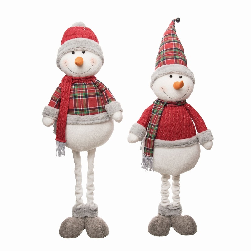 Transpac Jumbo Telescoping Plush Snowman, Set Of 2, Assortment