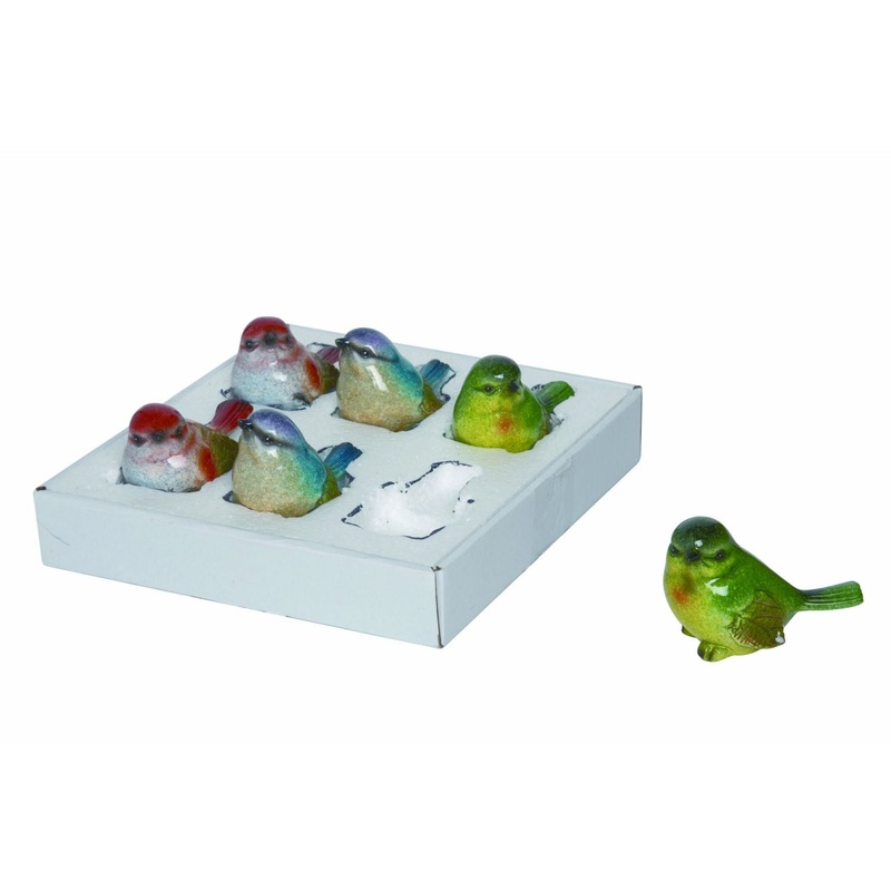 Transpac Large Resin Bird With Counter Display, Set Of 6