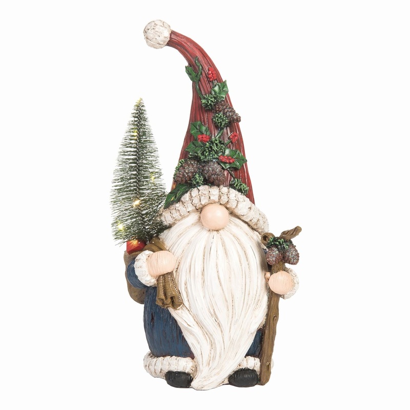 Transpac Large Resin Light Up Woodland Gnome Figurine