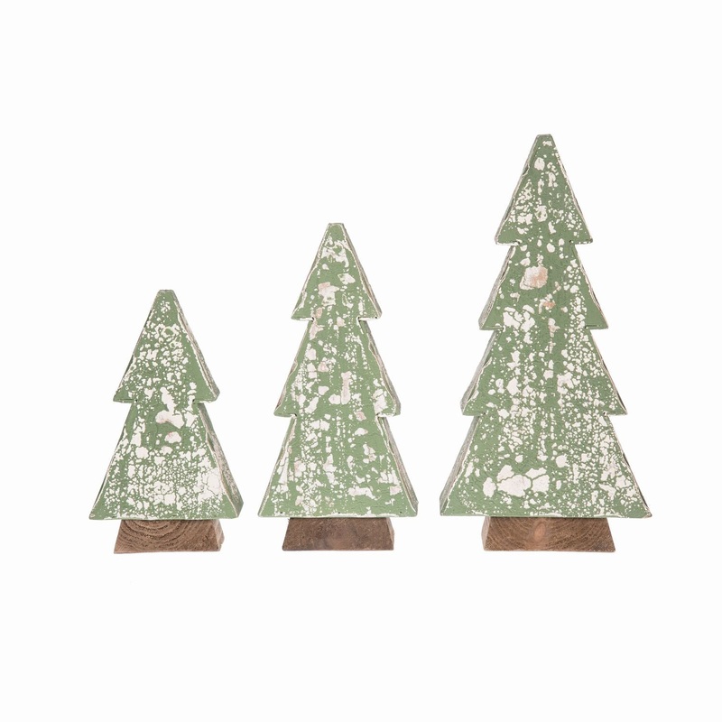 Transpac MDF Antiqued Tree Decor, Set Of 3