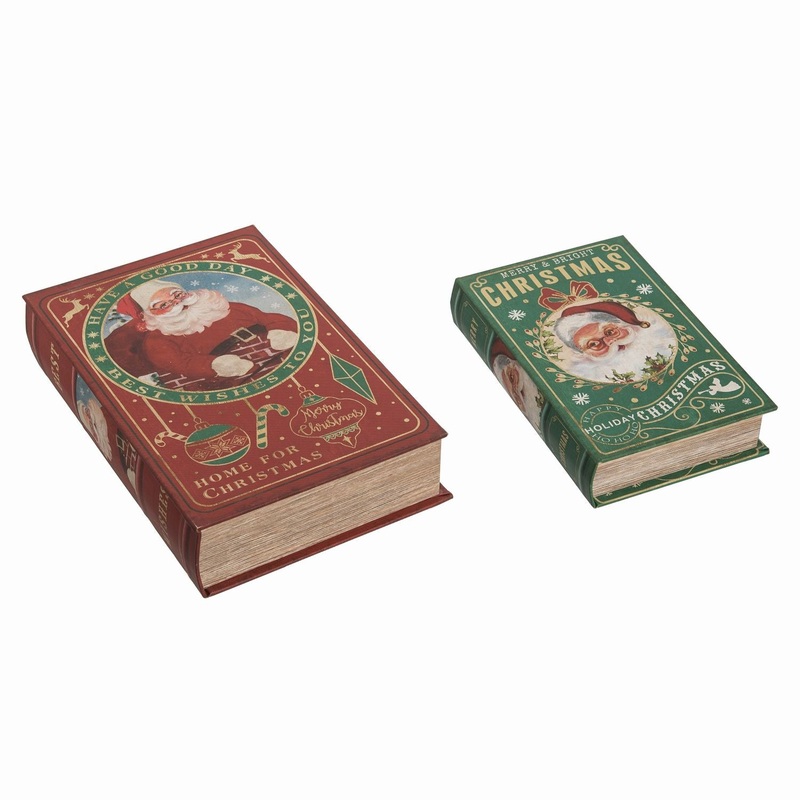 Transpac MDF Christmas Books, Set Of 2