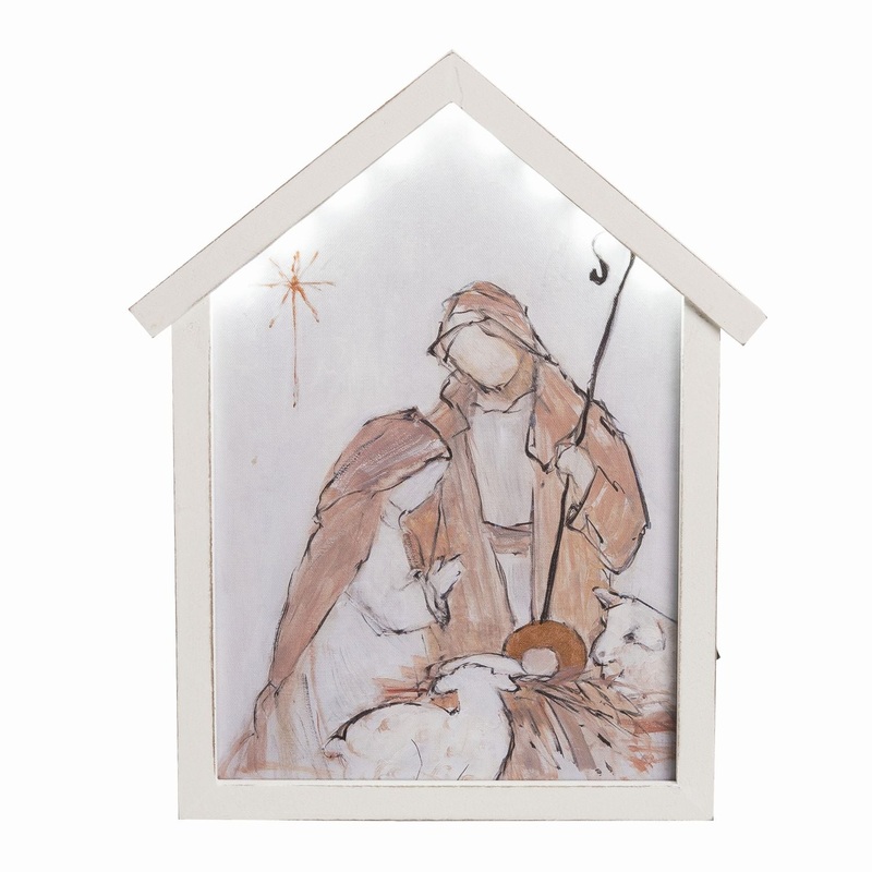 Transpac MDF Light Up Nativity Manger Decor