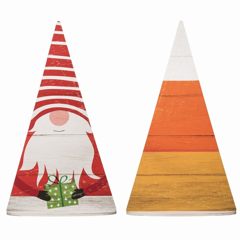 Transpac MDF Reversible Gnome/Candy Corn Porch Decor