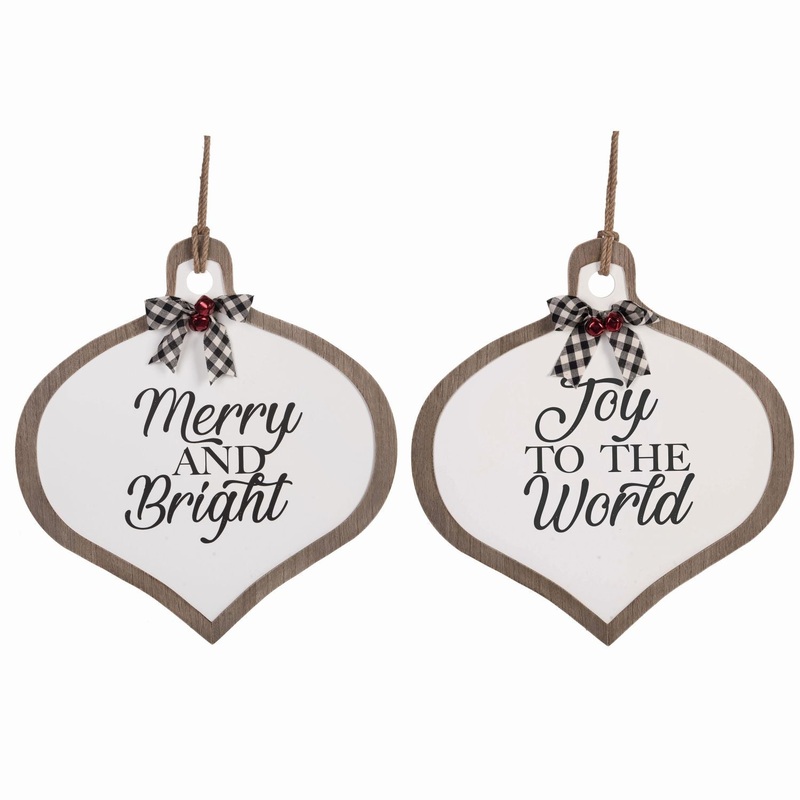 Transpac MDF Rustic Ornament Decor, Set Of 2, Assortment