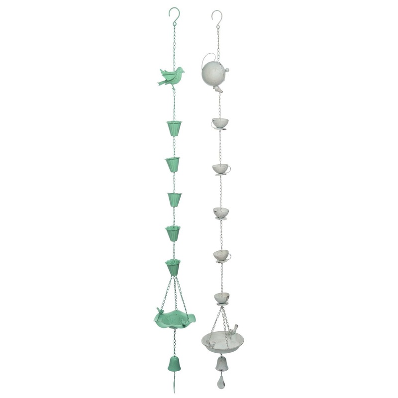 Transpac Metal Fancy Bird Rain Chain, Set Of 2, Assortment