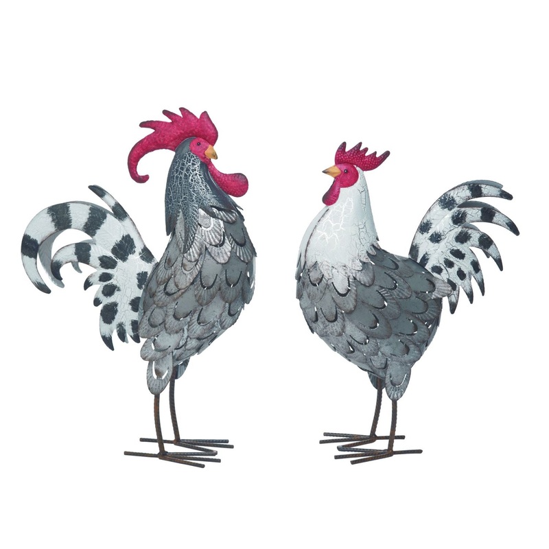 Transpac Metal Rooster Decor, Set Of 2, Assortment