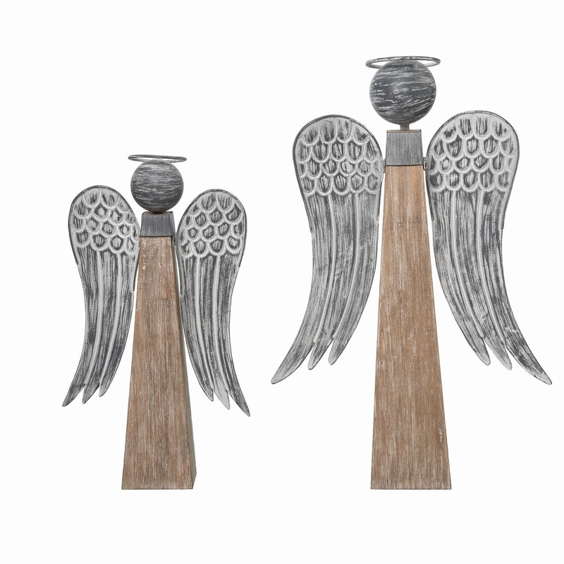 Transpac Metal Rustic Angels, Set Of 2