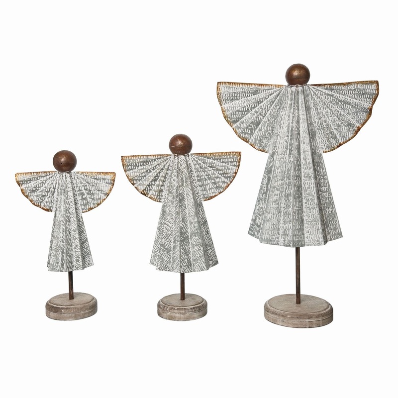 Transpac Metal Texture Angel Decor, Set Of 3