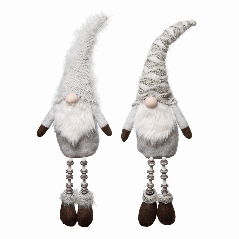 Transpac Plush Birch Gnome With Bead Legs, Set Of 2, Assortment