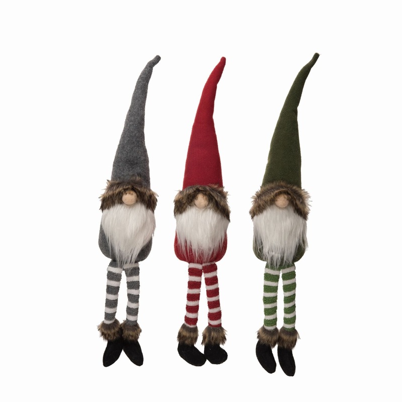 Transpac Plush Gnome Sitter, Set Of 3, Assortment
