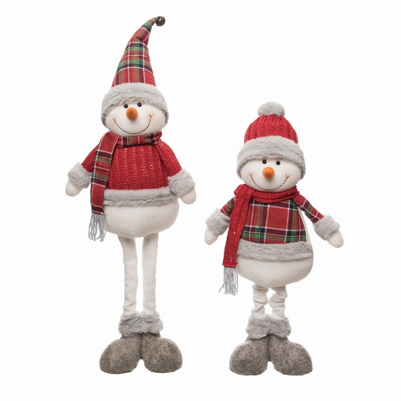 Transpac Plush Snowman With Telescoping Legs, Set Of 2, Assortment