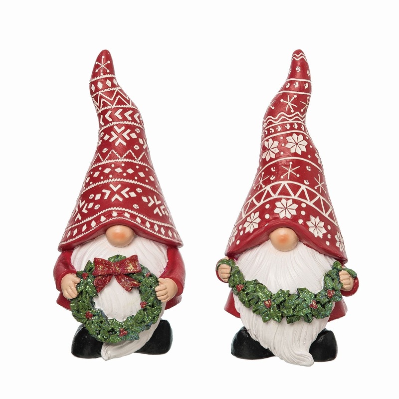 Transpac Resin Fair Isle Gnome Figurine, Set Of 2, Assortment