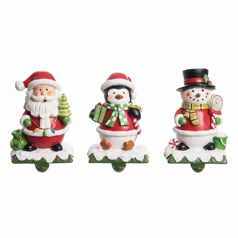 Transpac Resin Jolly Stocking Holder, Set Of 3, Assortment