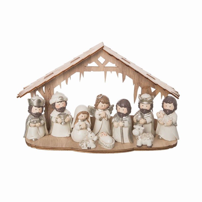 Transpac Resin Nativity With Creche, Set Of 10