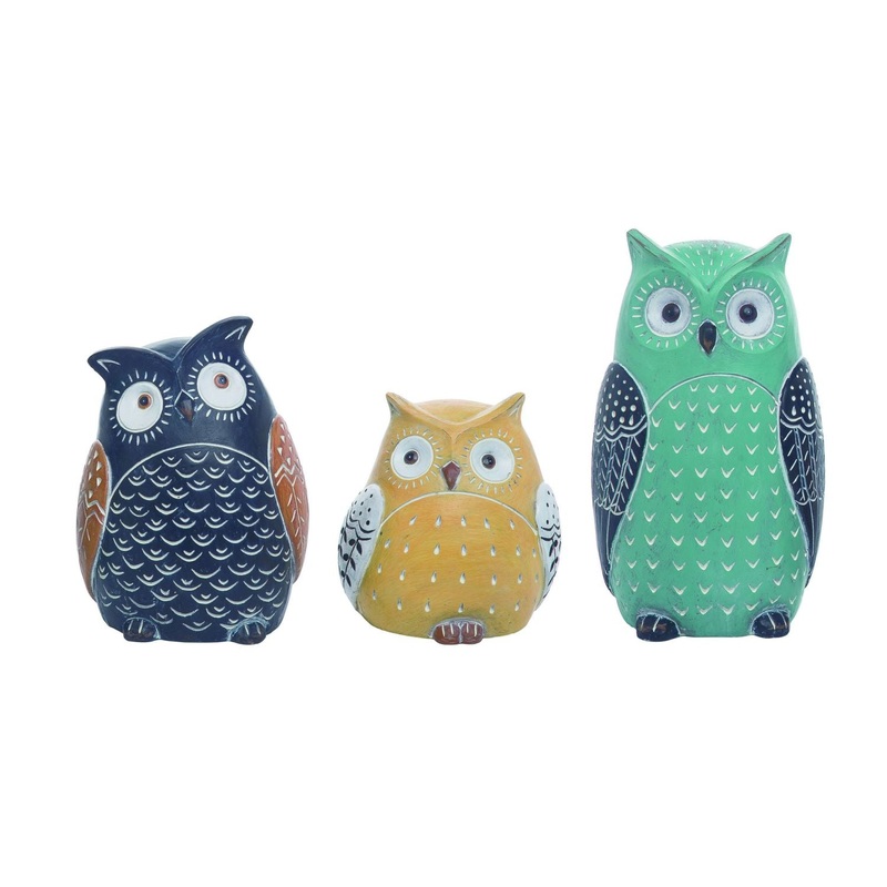 Transpac Resin Ornate Owls, Set Of 3