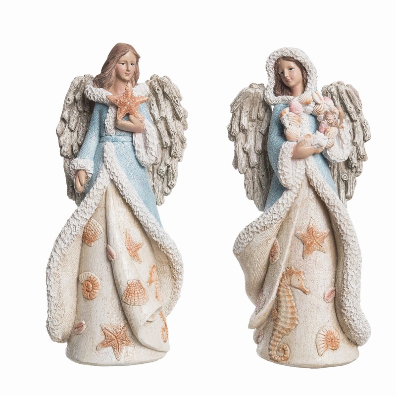 Transpac Resin Seaside Angel Figurine, Set Of 2, Assortment