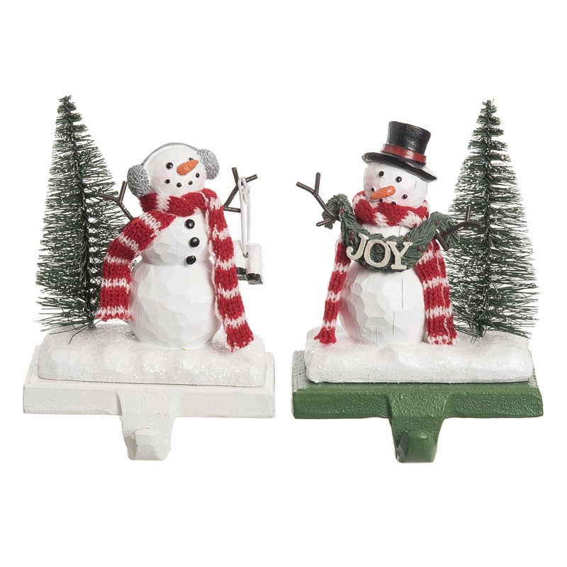Transpac Resin Snowman Stocking Holder, Set Of 2, Assortment