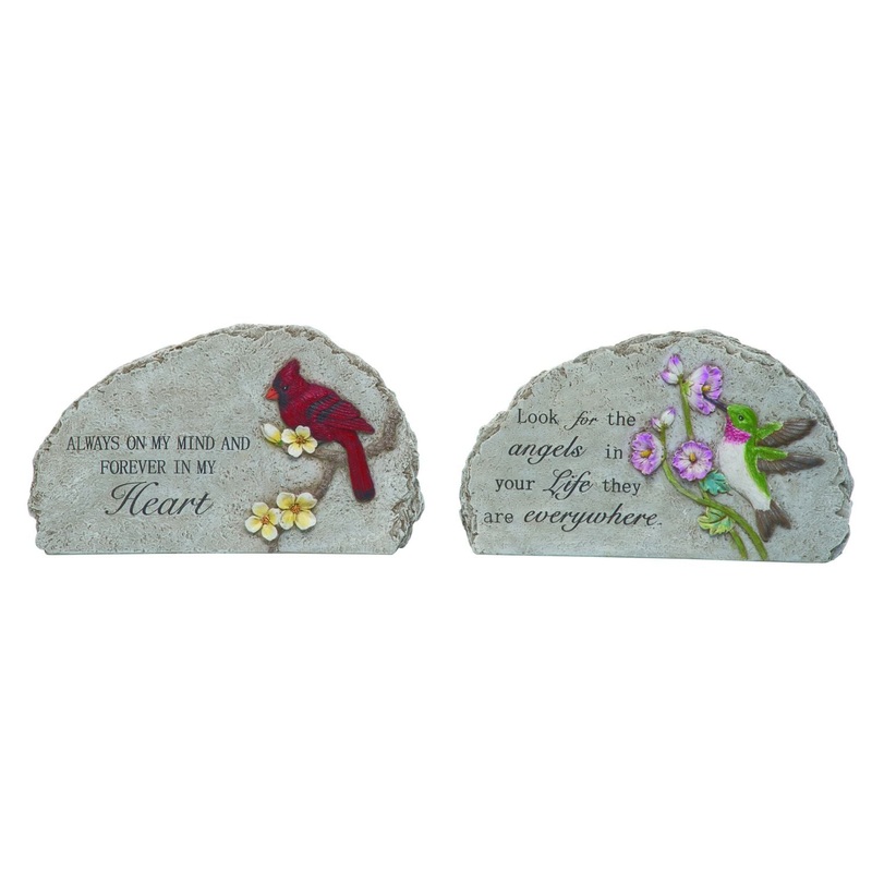 Transpac Resin Stone Bird Memorial, Set Of 2, Assortment