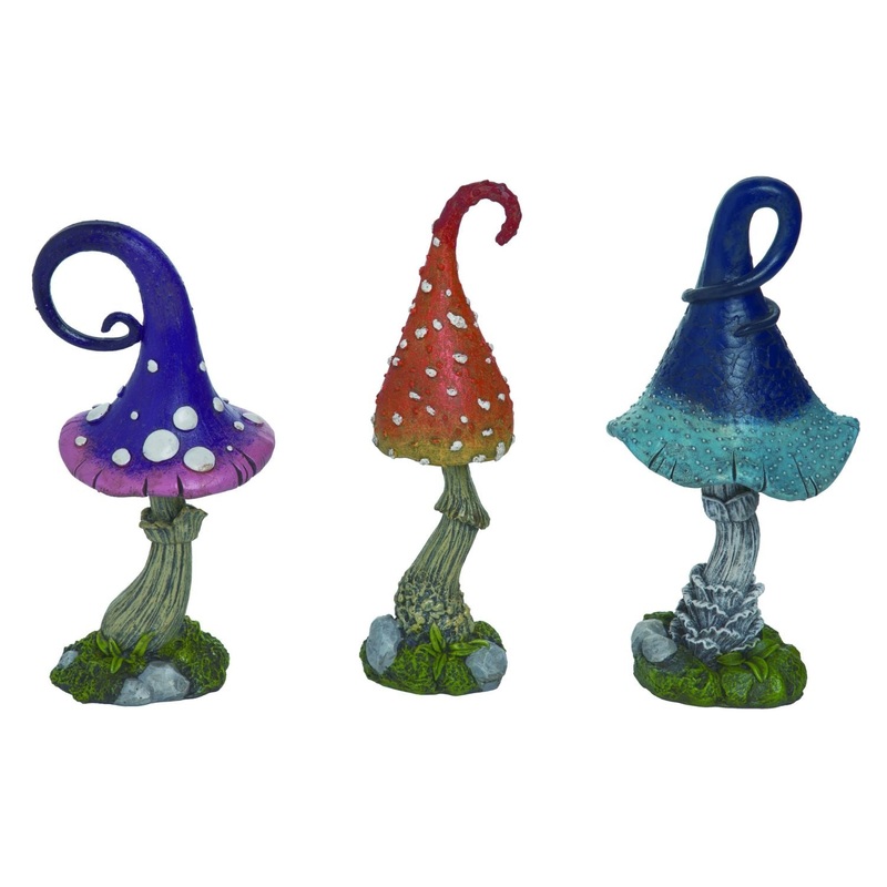 Transpac Resin Swirly Mushroom Figurine, Set Of 3, Assortment