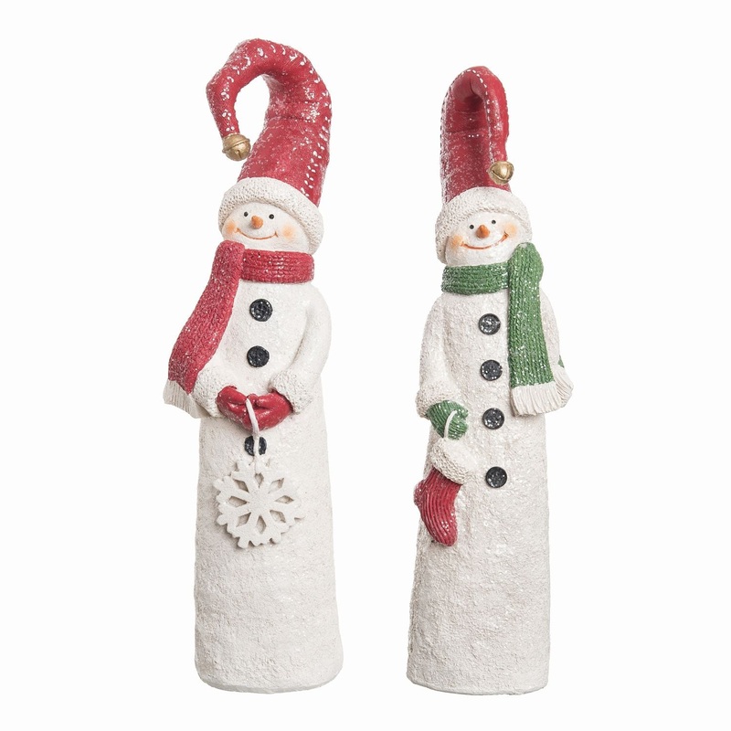 Transpac Resin Tall Snowman Figurine, Set Of 2, Assortment