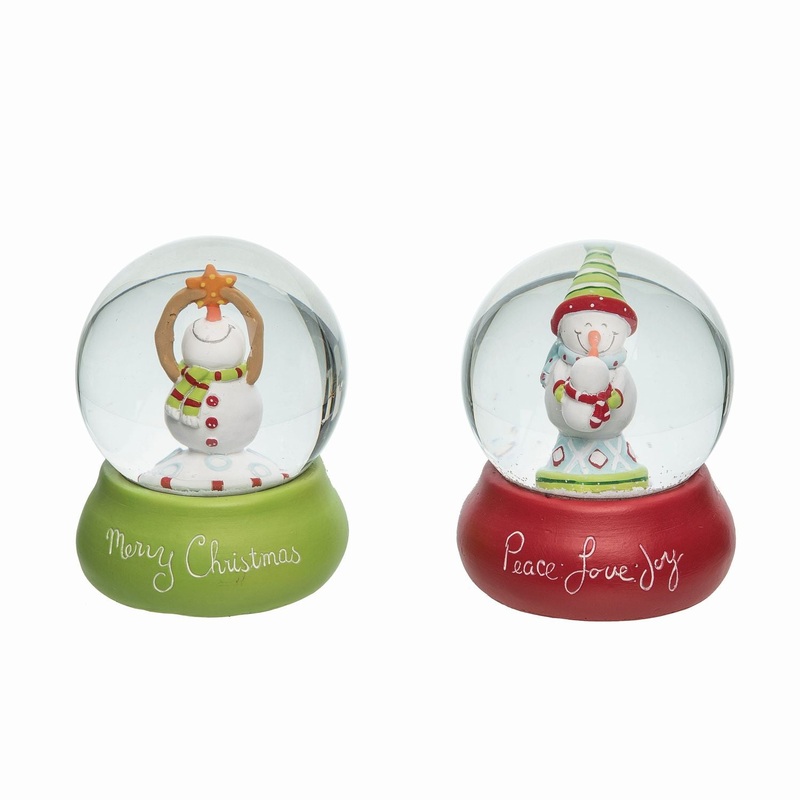 Transpac Resin Very Merry Snow Globe, Set Of 2, Assortment