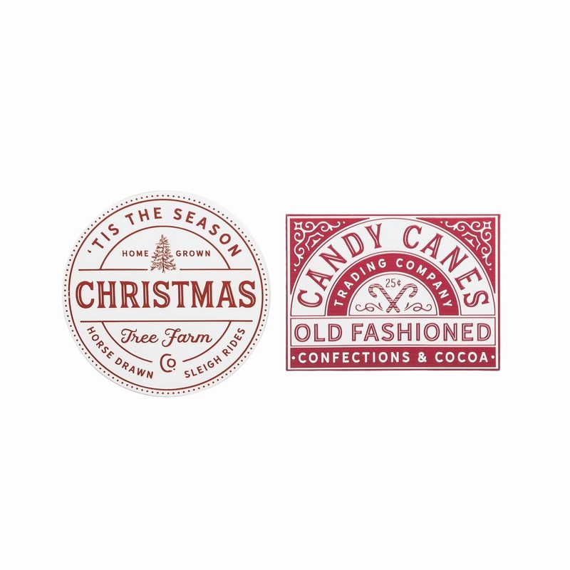 Transpac Small Metal Enamel Christmas Wall Decor, Set Of 2, Assortment