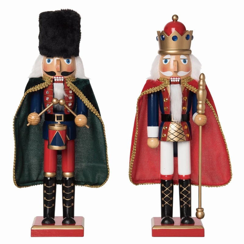 Transpac Wood Fancy Nutcracker With Cape, Set Of 2, Assortment