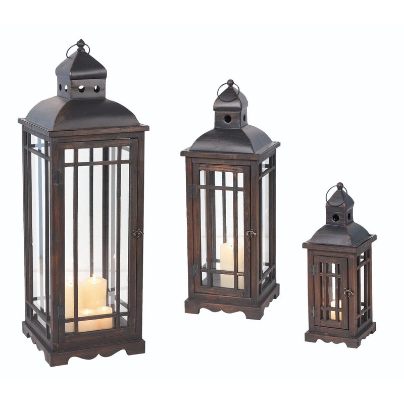 Transpac Wood/Metal Lanterns, Set Of 3