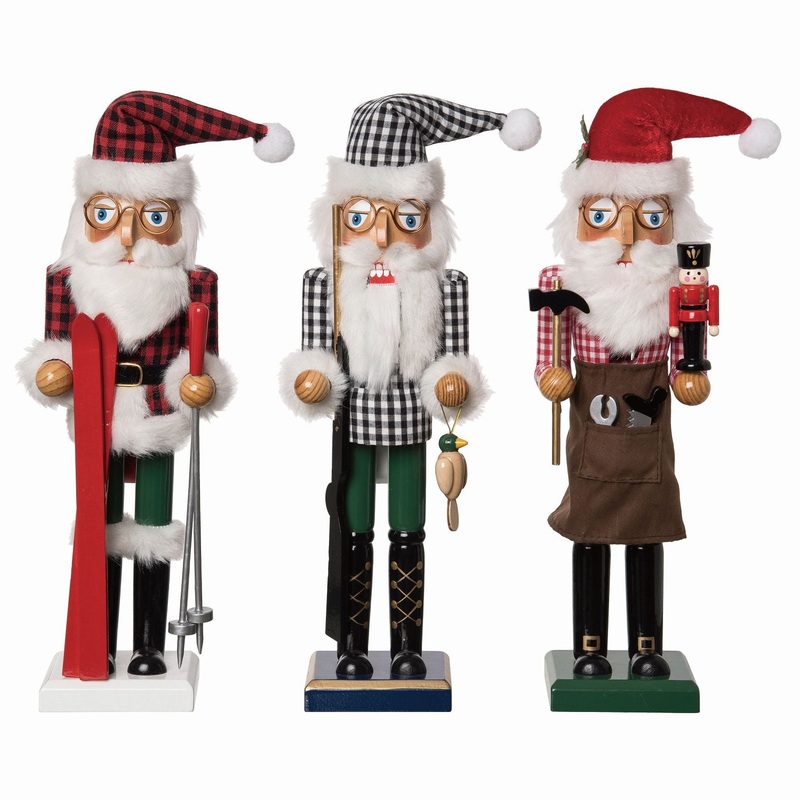 Transpac Wood Santa Hobbies Nutcracker, Set Of 3, Assortment