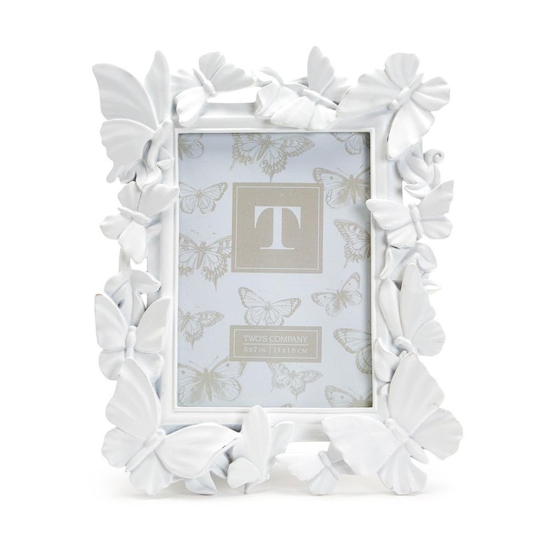 Two’s Company White Butterfly 5X7 Photo Frame