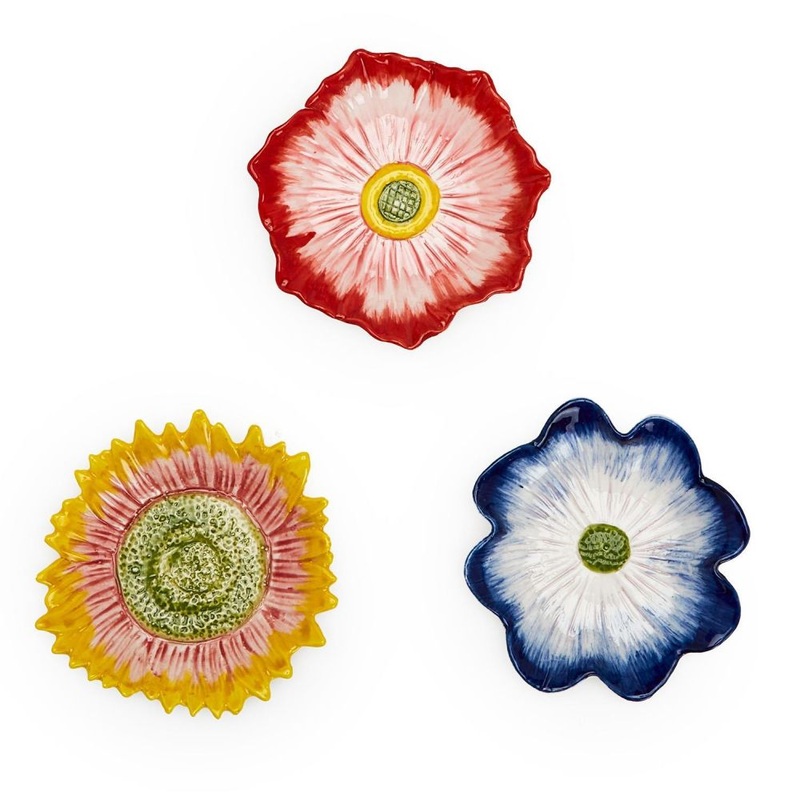 Two’s In Full Bloom Set Of 3 Hand-Painted Flower Trinket Tray with A/3 Designs