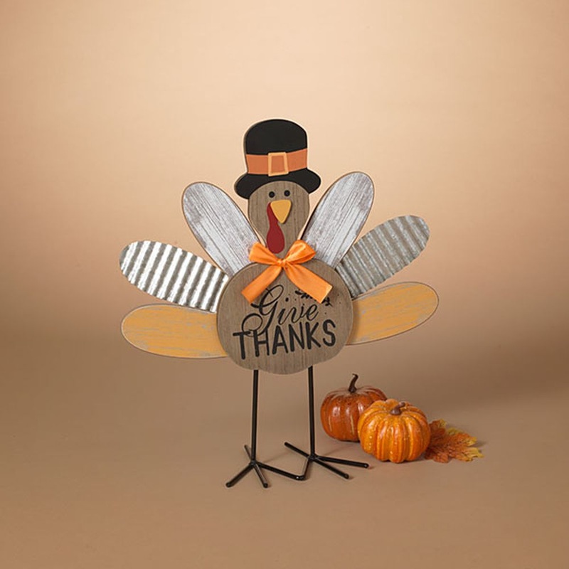Gerson Company 16.9 Metal & Wood Harvest Turkey Figurine