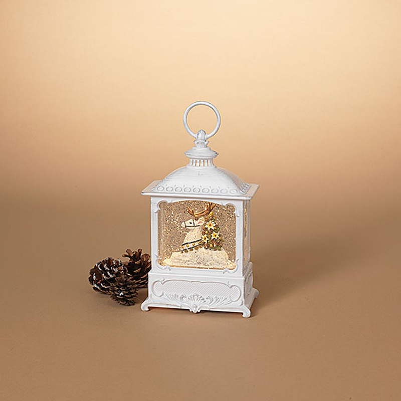 Gerson Company 8.75 B/O Lighted Spinning Water Globe Lantern with Holiday Scene